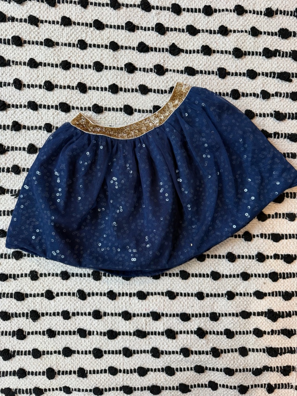 OshKosh B'gosh Navy Sequin Skirt with Gold Glitter Waistband